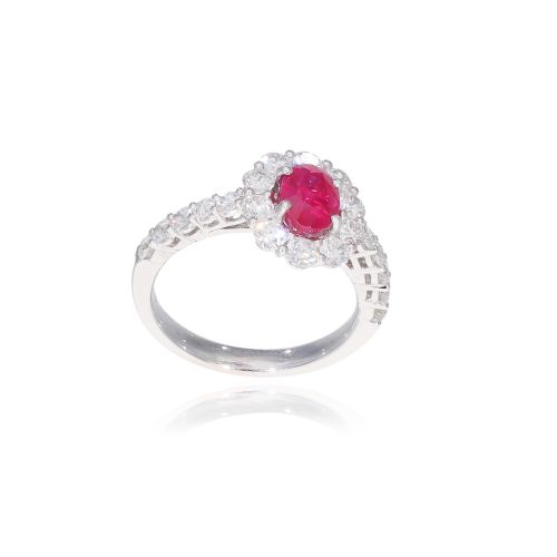 Anello in Oro bianco con Rubino e Diamanti