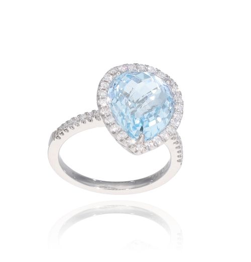 Anello in Oro bianco e Topazio Azzurro