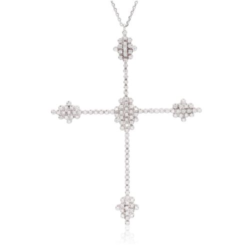Croce in Oro bianco e Diamanti