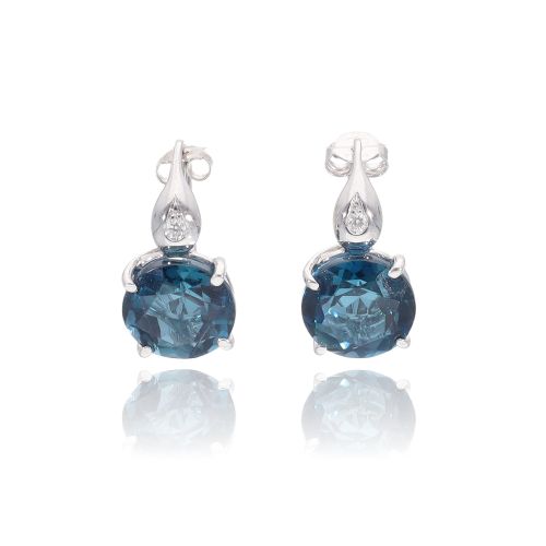 Orecchini in Oro bianco Topazio London blu e Diamanti
