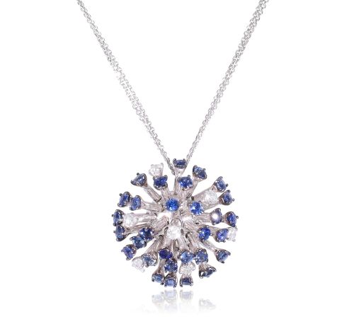 Collana in Oro bianco Zaffiri e Diamanti