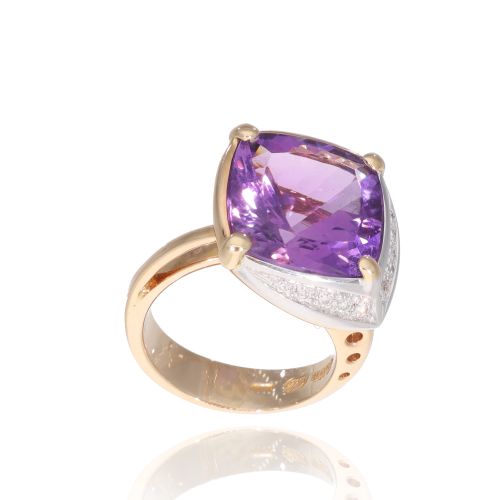 Anello in Oro Rosa Ametista e Diamanti