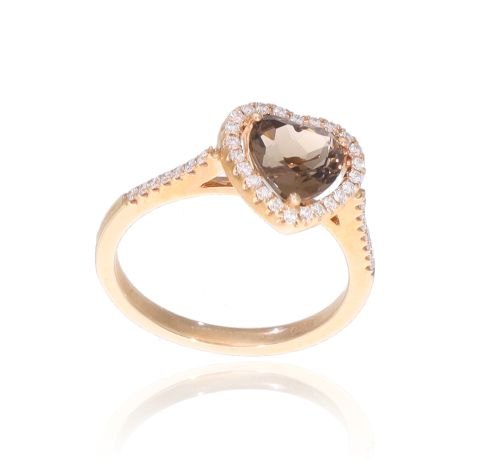 Anello in Oro rosa con Quarzo fumè e Diamanti