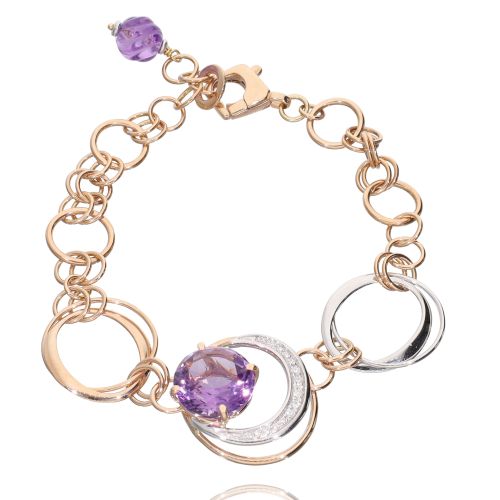 Bracciale in Oro rosa Ametista e Diamanti