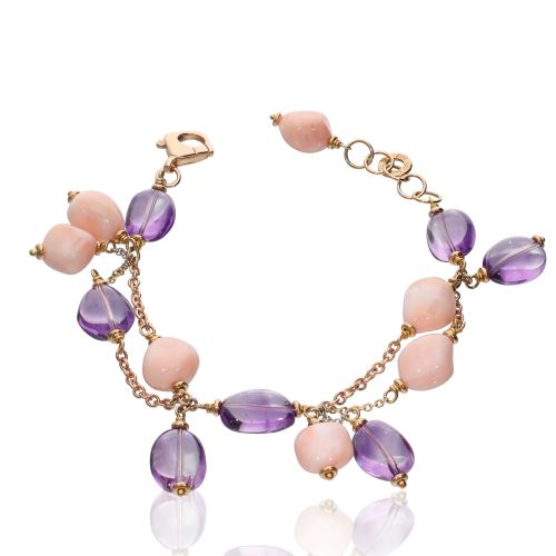 Bracciale in Oro rosa con Coralli Bokè e Ametiste