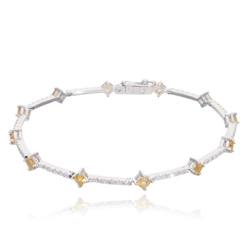 Bracciale in Oro bianco Diamanti e Zaffiri gialli