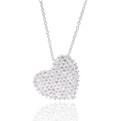 Collana in Oro bianco con cuore di Diamanti