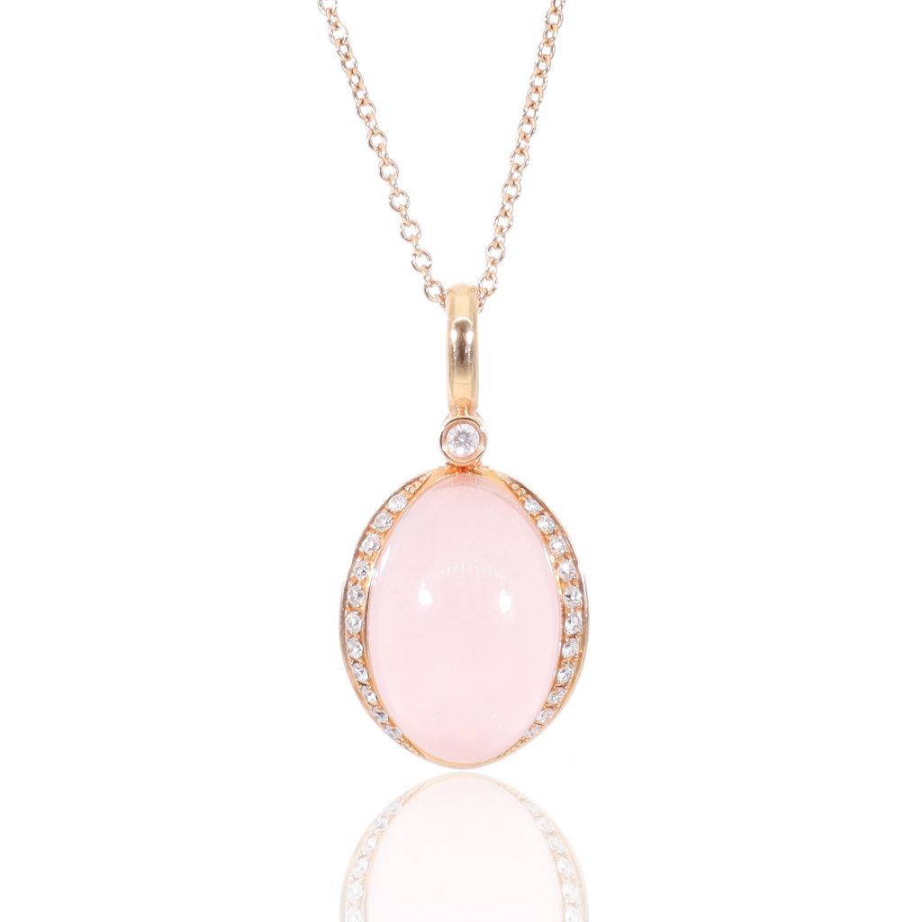 Gioielli esclusivi - Collane: Collana in Oro rosa con pendente in Quarzo  rosa e Diamanti